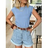 image:imageANRABESS Business Casual Tops for Women Cap Sleeve Work Wrinkle Free ShirtsLight Blue