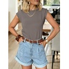 image:imageANRABESS Business Casual Tops for Women Cap Sleeve Work Wrinkle Free ShirtsLight Brown Grey