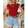 image:imageANRABESS Business Casual Tops for Women Cap Sleeve Work Wrinkle Free ShirtsRed