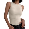 image:imageANRABESS High Neck Ribbed Tank Tops for Women Sleeveless Summer TopsBeige