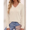 image:imageANRABESS Long Sleeve Shirts for Women V Neck Waffle Knit TopsBeige
