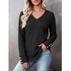 image:imageANRABESS Long Sleeve Shirts for Women V Neck Waffle Knit TopsBlack