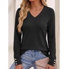 image:imageANRABESS Long Sleeve Shirts for Women V Neck Waffle Knit TopsBlack