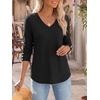 image:imageANRABESS Long Sleeve Shirts for Women V Neck Waffle Knit TopsBlack