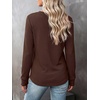 image:imageANRABESS Long Sleeve Shirts for Women V Neck Waffle Knit TopsBrown