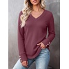 image:imageANRABESS Long Sleeve Shirts for Women V Neck Waffle Knit TopsMauve