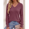 image:imageANRABESS Long Sleeve Shirts for Women V Neck Waffle Knit TopsMauve