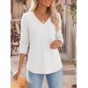 image:imageANRABESS Long Sleeve Shirts for Women V Neck Waffle Knit TopsWhite