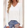 image:imageANRABESS Long Sleeve Shirts for Women V Neck Waffle Knit TopsWhite