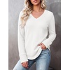 image:imageANRABESS Long Sleeve Shirts for Women V Neck Waffle Knit TopsWhite