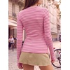 image:imageANRABESS Women Long Sleeve Shirts Ribbed Fitted TopsHot Pink White