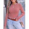 image:imageANRABESS Women Long Sleeve Shirts Ribbed Fitted TopsRed White