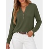 image:imageANRABESS Womens Long Sleeve Shirts Air Layer Henley V Neck TopsArmy Green