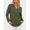 image:imageANRABESS Womens Long Sleeve Shirts Air Layer Henley V Neck TopsArmy Green