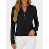 image:imageANRABESS Womens Long Sleeve Shirts Air Layer Henley V Neck TopsBlack