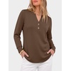 image:imageANRABESS Womens Long Sleeve Shirts Air Layer Henley V Neck TopsBrown