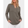 image:imageANRABESS Womens Long Sleeve Shirts Air Layer Henley V Neck TopsCoffee Grey