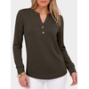 image:imageANRABESS Womens Long Sleeve Shirts Air Layer Henley V Neck TopsDark Brown