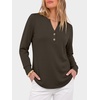 image:imageANRABESS Womens Long Sleeve Shirts Air Layer Henley V Neck TopsDark Brown