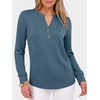 image:imageANRABESS Womens Long Sleeve Shirts Air Layer Henley V Neck TopsGrey Blue