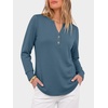 image:imageANRABESS Womens Long Sleeve Shirts Air Layer Henley V Neck TopsGrey Blue