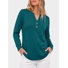 image:imageANRABESS Womens Long Sleeve Shirts Air Layer Henley V Neck TopsLake Blue