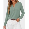 image:imageANRABESS Womens Long Sleeve Shirts Air Layer Henley V Neck TopsLight Green