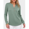 image:imageANRABESS Womens Long Sleeve Shirts Air Layer Henley V Neck TopsLight Green