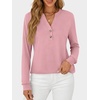 image:imageANRABESS Womens Long Sleeve Shirts Air Layer Henley V Neck TopsPink