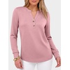 image:imageANRABESS Womens Long Sleeve Shirts Air Layer Henley V Neck TopsPink