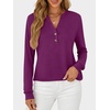 image:imageANRABESS Womens Long Sleeve Shirts Air Layer Henley V Neck TopsPurple Red