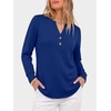 image:imageANRABESS Womens Long Sleeve Shirts Air Layer Henley V Neck TopsRoyal Blue