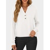 image:imageANRABESS Womens Long Sleeve Shirts Air Layer Henley V Neck TopsWhite