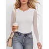 image:imageANRABESS Womens Long Sleeve Shirts Crew Neck Mesh Sheer TopWhite