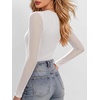 image:imageANRABESS Womens Long Sleeve Shirts Crew Neck Mesh Sheer TopWhite
