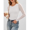 image:imageANRABESS Womens Long Sleeve Shirts Crew Neck Mesh Sheer TopWhite