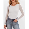 image:imageANRABESS Womens Long Sleeve Shirts Crew Neck Mesh Sheer TopWhite