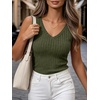 image:imageANRABESS Womens Ribbed Fitted VNeck Tank TopsArmy Green