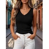 image:imageANRABESS Womens Ribbed Fitted VNeck Tank TopsBlack