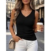 image:imageANRABESS Womens Ribbed Fitted VNeck Tank TopsBlack