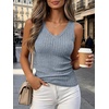 image:imageANRABESS Womens Ribbed Fitted VNeck Tank TopsLight Blue