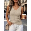 image:imageANRABESS Womens Ribbed Fitted VNeck Tank TopsLight Khaki