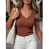 image:imageANRABESS Womens Ribbed Fitted VNeck Tank TopsRust Orange