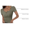 image:imageANRABESS Womens Short Sleeve Henley Shirts 2026 Summer Slim Fit Work TopsArmy Green
