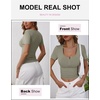 image:imageANRABESS Womens Short Sleeve Henley Shirts 2026 Summer Slim Fit Work TopsArmy Green