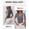 image:imageANRABESS Womens Short Sleeve Henley Shirts 2026 Summer Slim Fit Work TopsBlack Grey