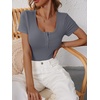image:imageANRABESS Womens Short Sleeve Henley Shirts 2026 Summer Slim Fit Work TopsBlack Grey