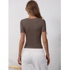 image:imageANRABESS Womens Short Sleeve Henley Shirts 2026 Summer Slim Fit Work TopsBrown