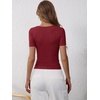 image:imageANRABESS Womens Short Sleeve Henley Shirts 2026 Summer Slim Fit Work TopsDeep Red