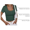 image:imageANRABESS Womens Short Sleeve Henley Shirts 2026 Summer Slim Fit Work TopsForest Green
